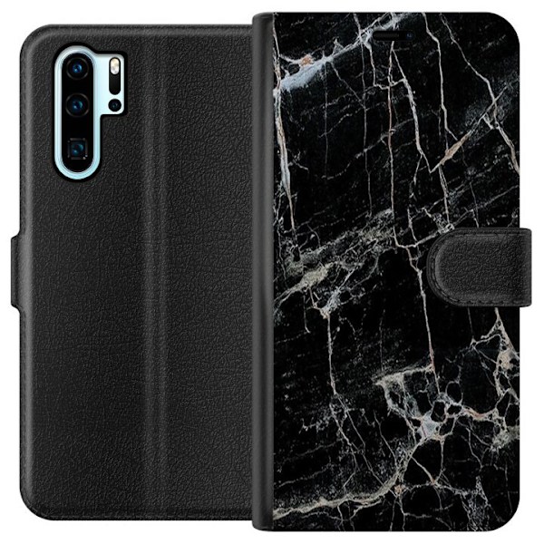 Huawei P30 Pro Lompakkokotelo Musta marmori