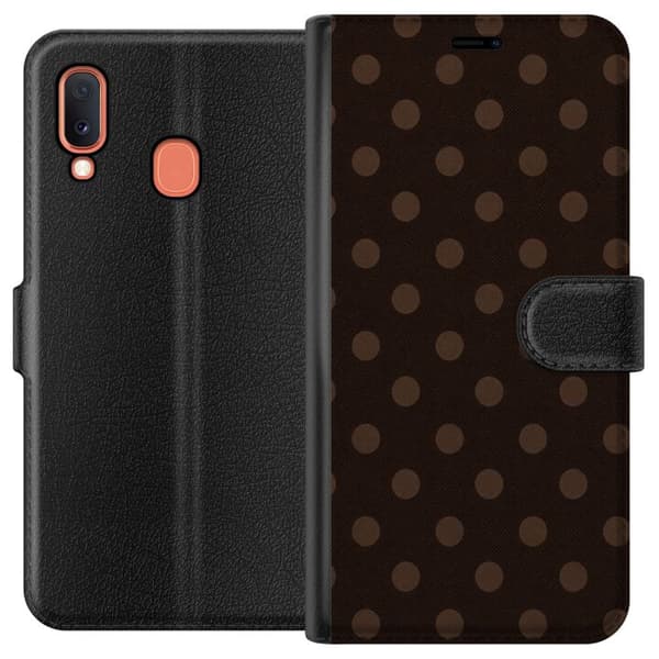 Kompatibelt Plånboksfodral till Samsung Galaxy A20e Mocha Dots brun
