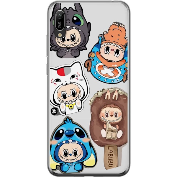 Huawei Y6 Pro (2019) Läpinäkyvä kuori Labubu hahmokokoelma - Pop Mart Labubu The Monsters väriluulisessa muotoilussa