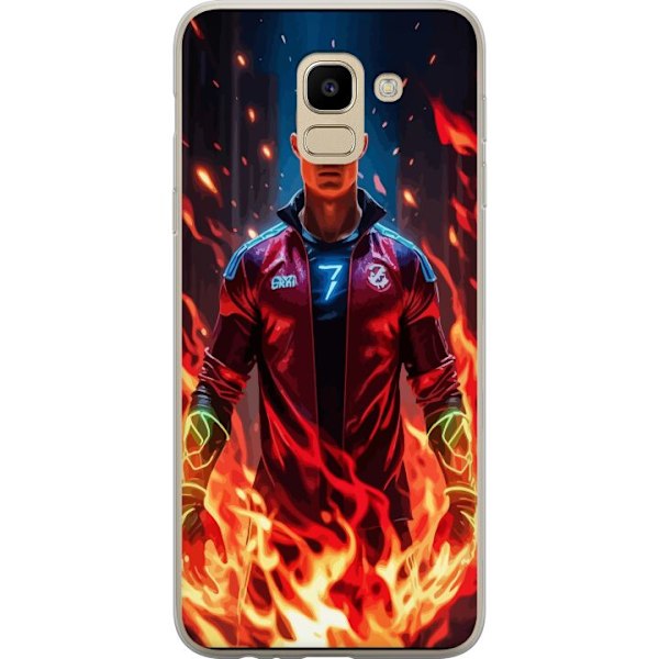 Samsung Galaxy J6 Gennemsigtig cover Ronaldo Inferno - fodboldhelt i flammer
