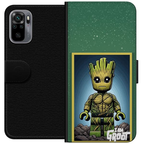 Kompatibel Tegnebogsetui til Xiaomi Redmi Note 10S Robot med röda ögon grå