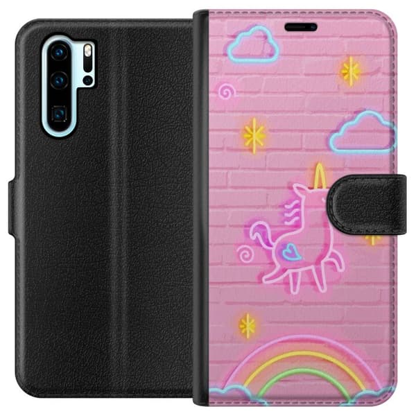 Kompatibel Tegnebogsetui til Huawei P30 Pro Unicorn Neon