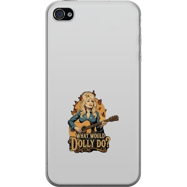 Kompatibel Mobilcover til Apple iPhone 4s Dolly Parton med gitarr och fjärilar grå