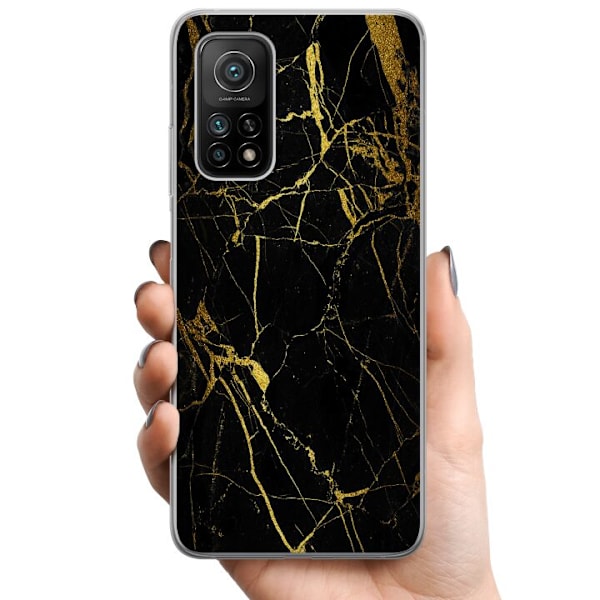 Xiaomi Mi 10T Pro 5G TPU Mobilcover Marmor Sort & Guld