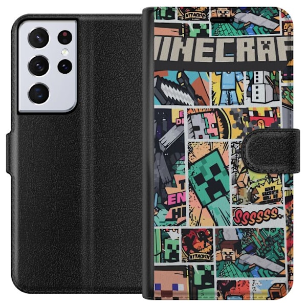 Samsung Galaxy S21 Ultra 5G Plånboksfodral Minecraft Art