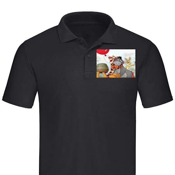 Poloshirt til Voksen | Elegant Poloshirt Nalle Puh og Æsel Sort Stor