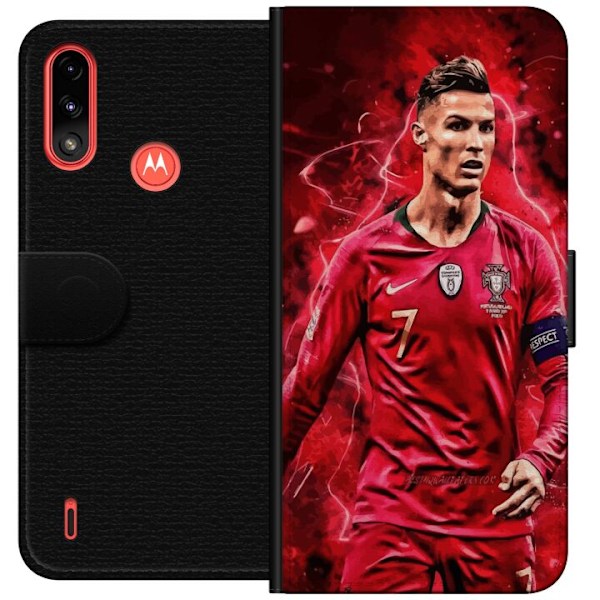 Motorola Moto E7 Power Tegnebogsetui Ronaldo Færdigheder - CR7 Design for Ægte Fans
