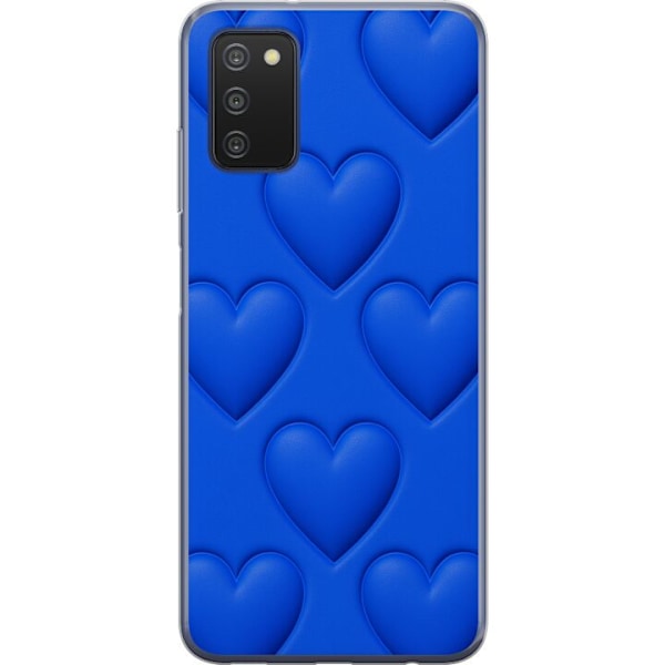 Samsung Galaxy A03s Läpinäkyvä kuori Siniset Sydämet