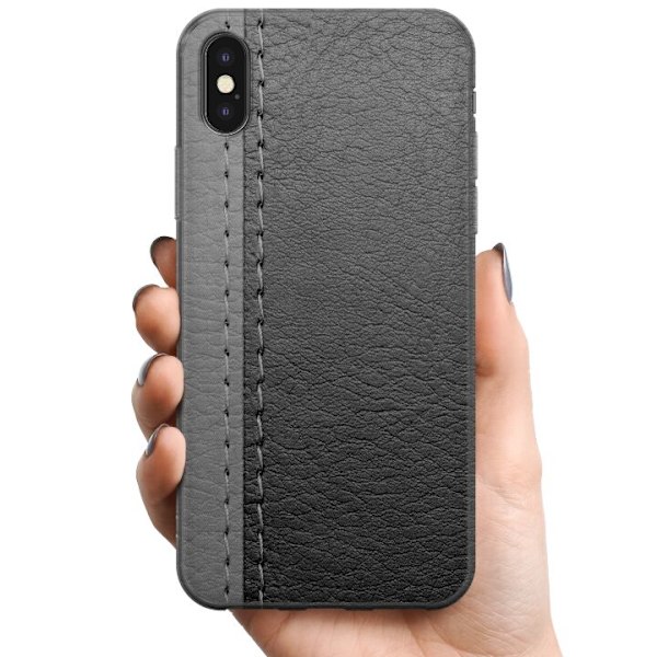 Apple iPhone XS Max TPU Mobilcover Sort & Grå Læder
