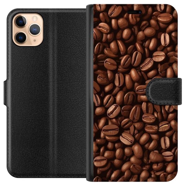 Kompatibel Tegnebogsetui til Apple iPhone 11 Pro Max Kaffebönor närbild brun