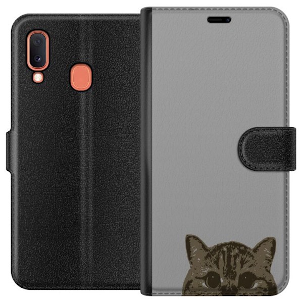 Samsung Galaxy A20e Plånboksfodral Grå Kattblick – stilren