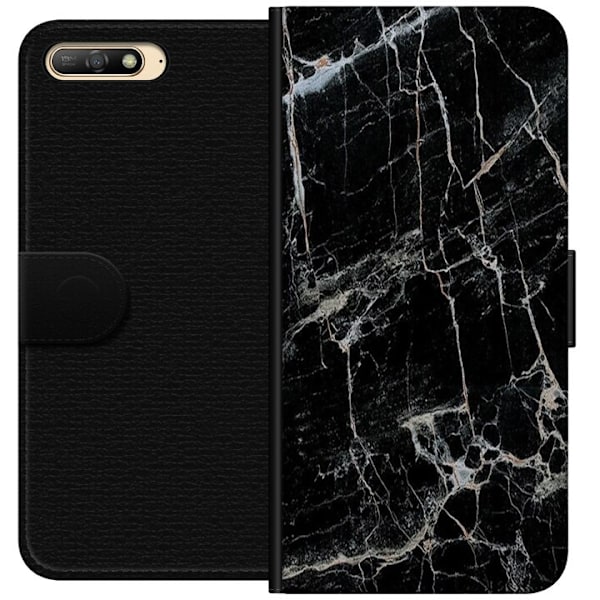 Huawei Y6 (2018) Tegnebogsetui Sort marmor
