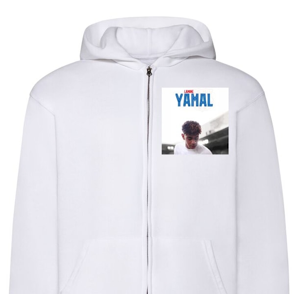 Zip-Hoodie | Huvtröja med Dragkedja för Vuxna Lamine Yamal vit S