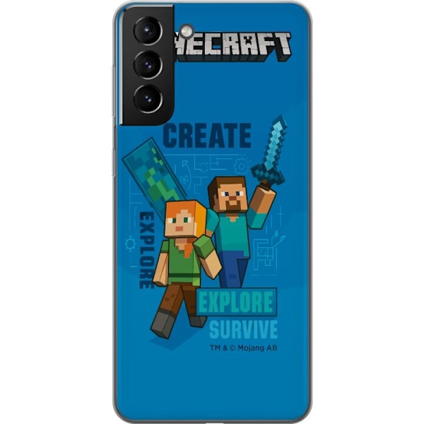 Samsung Galaxy S21+ 5G Läpinäkyvä kuori Minecraft Luolastot