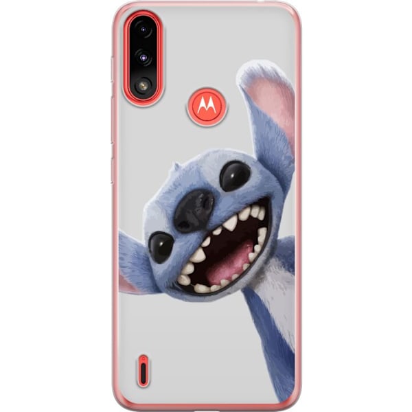 Motorola Moto E7 Power Genomskinligt Skal Stitch i Fart – Kawaii Design för Fans & Barn