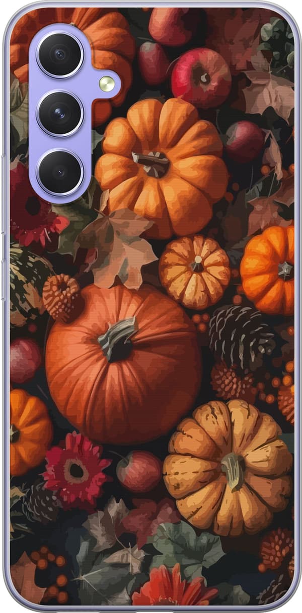 Kompatibelt Mobildeksel til Samsung Galaxy A54 Gresskarhøst høst plakat høst halloween gresskar epler blomster høstsesong rustikk dekor design