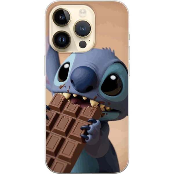 Kompatibelt Mobildeksel til Apple iPhone 15 Pro Søtt blått romvesen som spiser en stor sjokoladeplate blå
