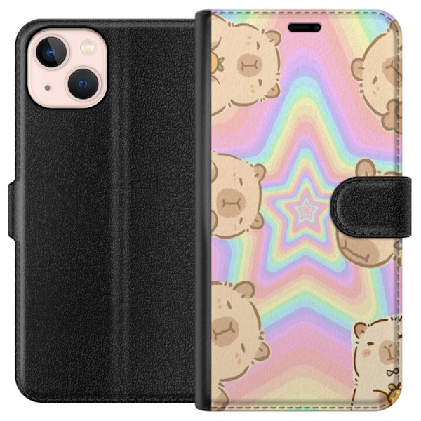 Apple iPhone 13 Tegnebogsetui Kawaii Capybara Galaxy Sød Anim