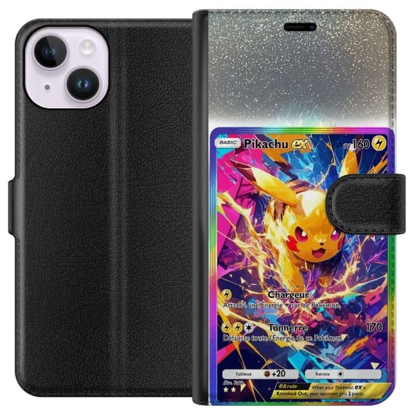Kompatibelt Plånboksfodral till Apple iPhone 14 Pikachu gul
