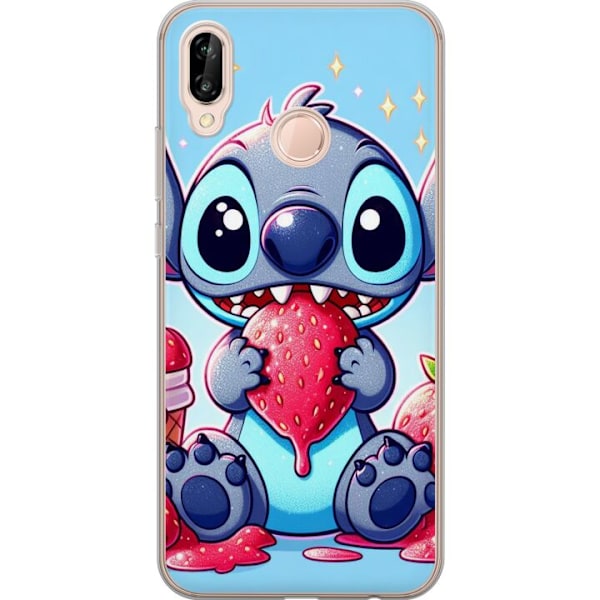 Huawei P20 lite Genomskinligt Skal Strawberry Stitch