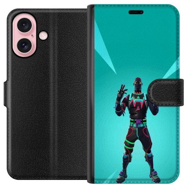 Apple iPhone 16 Tegnebogsetui sort ridder fortnite