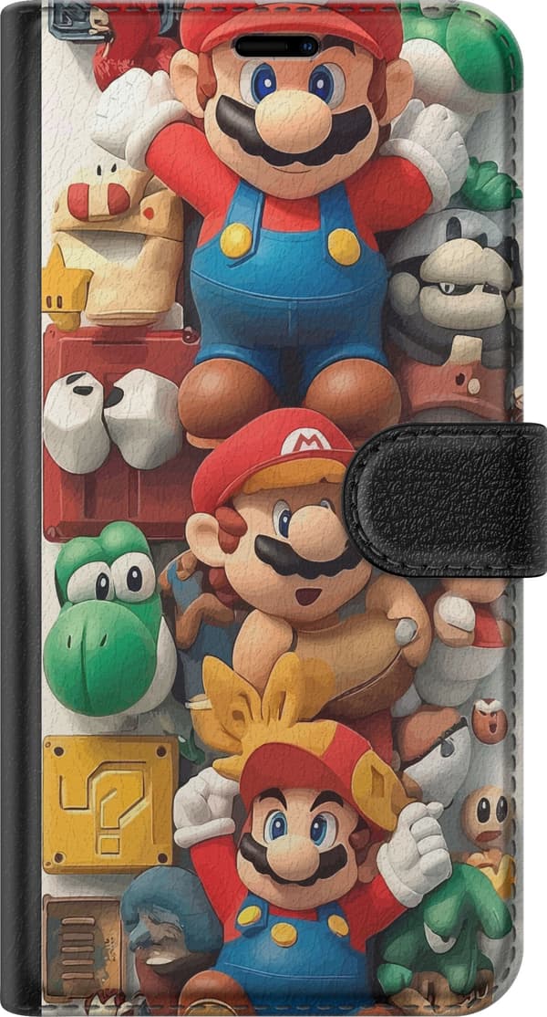 Kompatibel Tegnebogsetui til Apple iPhone 11 Kollage af ikoniske Super Mario-figurer