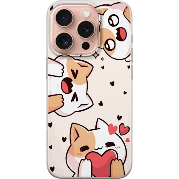 Apple iPhone 16 Pro Genomskinligt Skal Kawaii Katt