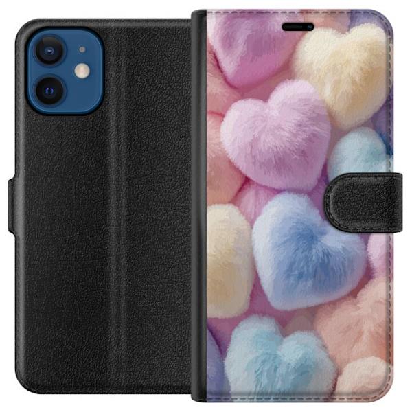 Apple iPhone 12 mini Plånboksfodral Hjärtan Kärlek Grafisk Design Romantiskt Motiv Populärt Symbol Grafiskt Mönster Dekoration