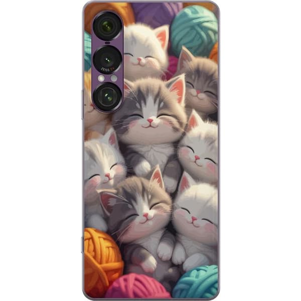 Kompatibelt Mobildeksel til Sony Xperia 1 VII Sovande kattungar beige