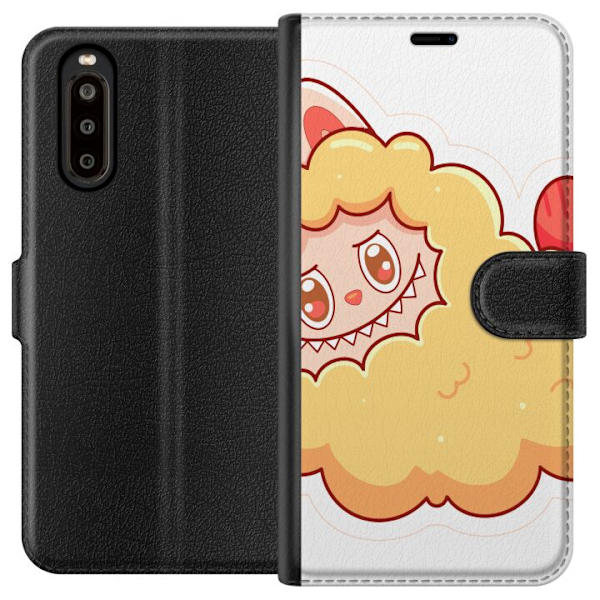 Sony Xperia 10 II Tegnebogsetui Labubu Vaskebjørn Pop Mart Figur Samlerobjekt Sød Design Populært Motiv Kunstlegetøj Kreativ Figurserie