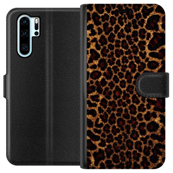 Kompatibelt Plånboksfodral till Huawei P30 Pro Wild Leopard brun