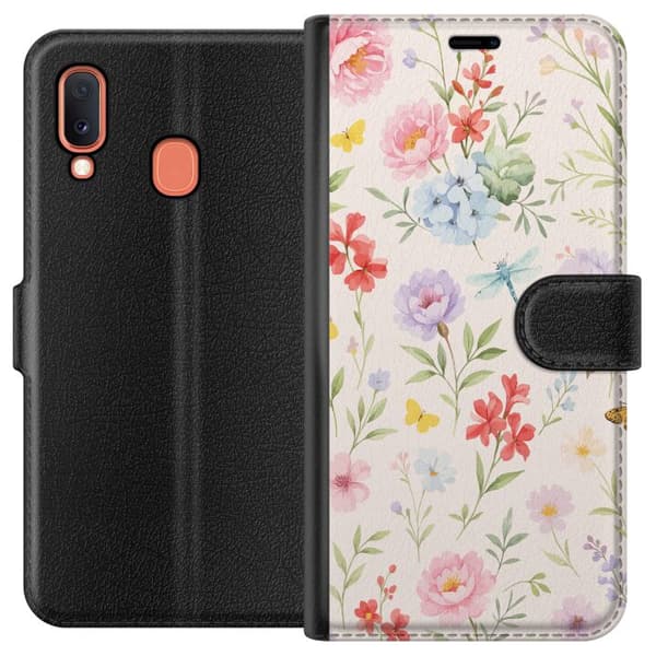 Kompatibelt Plånboksfodral till Samsung Galaxy A20e Blommor