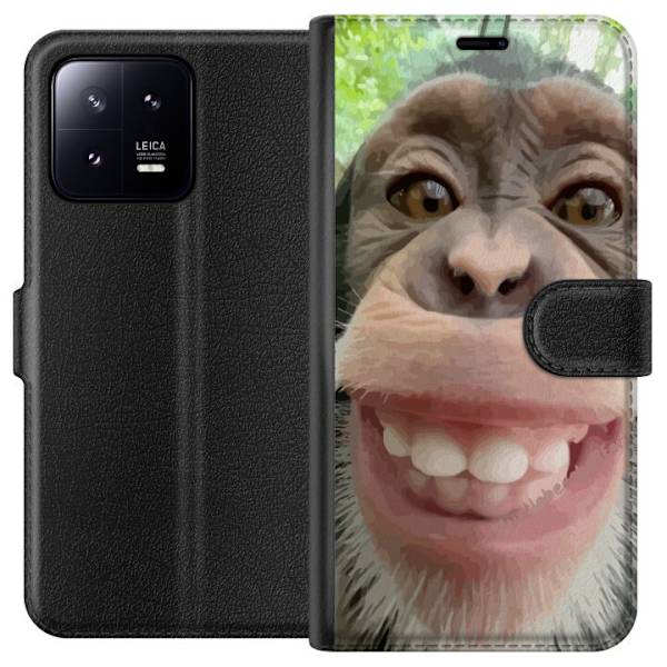Xiaomi 13 Plånboksfodral Chimp Selfie Rolig Grafisk Design Apa Djurmotiv Trend Roligt Motiv Populärt Urban Art Stil