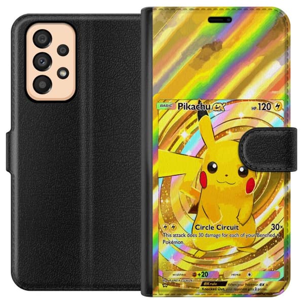 Kompatibelt Lommeboketui til Samsung Galaxy A33 5G Gullig Pikachu EX samlebilde med regnbueeffekter gull