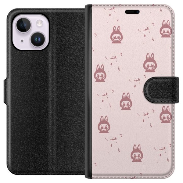 Apple iPhone 14 Plus Lommeboketui Labubu Neon Pop - Neonfarget