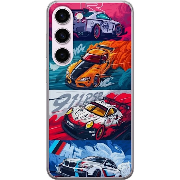 Samsung Galaxy S23 Läpinäkyvä kuori Nopeat Autot - Piirrett