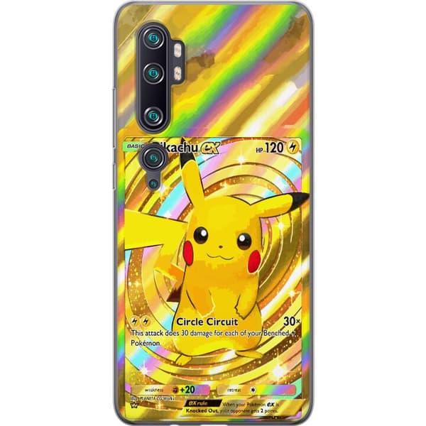 Kompatibelt Mobildeksel til Xiaomi Mi Note 10 Pro Gullig Pikachu EX samlebilde med regnbueeffekter gull