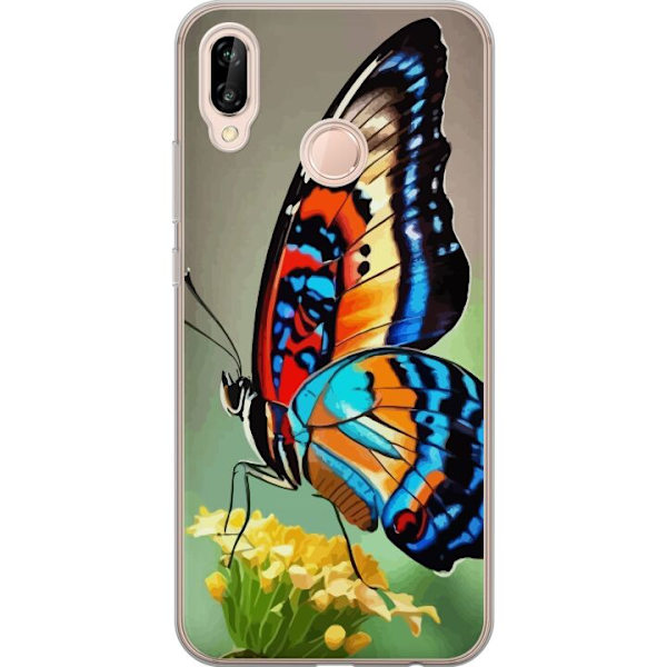 Huawei P20 lite Genomskinligt Skal Fjäril Natur Sommar Motiv Vingar Färgstark Design Populär Dekor Grafiskt Exotiskt Tema