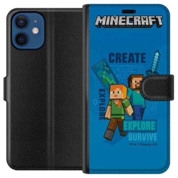 Kompatibel Tegnebogsetui til Apple iPhone 12 Minecraft Huler