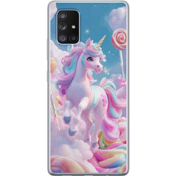 Samsung Galaxy A71 5G Genomskinligt Skal Enhörning Candy Pastell Kawaii Motiv Söt Populär Färg Grafiskt Trend Barn Motiv Fantasy Art