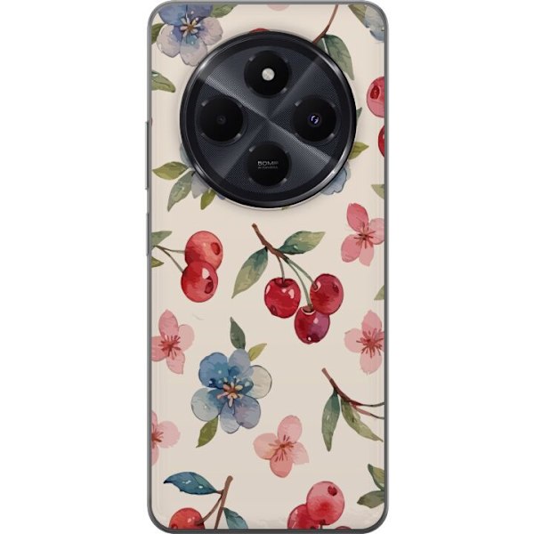 Xiaomi Redmi A4 Genomskinligt Skal Bär & Blommor – mönster med blå blommor och skogsbär
