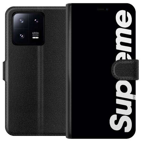 Xiaomi 13 Pro Tegnebogsetui Supreme Sort Hvid Streetwear Design Klassisk Modeikon Trend Urban Stil Grafiskt Motiv Populær