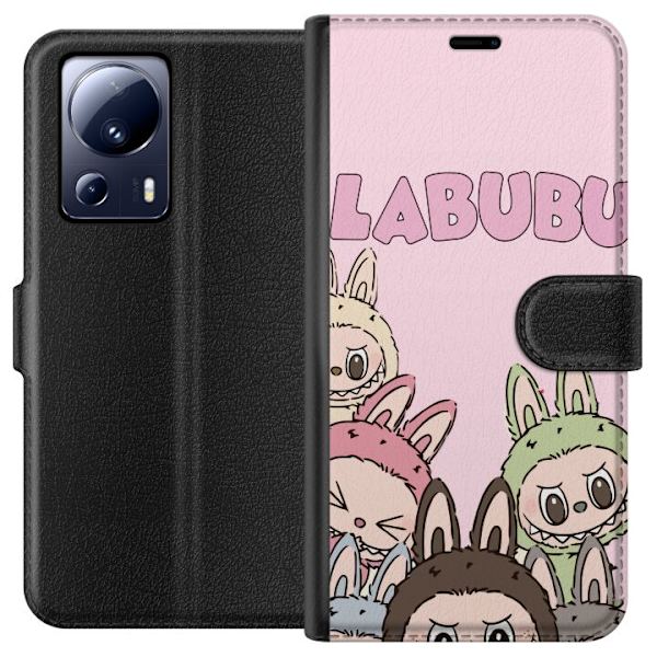 Xiaomi 13 Lite Plånboksfodral Labubu Pop Mart Karaktärer Figurer Samlarobjekt Populär Figurserie Design Pop Mart Toy Art Motiv