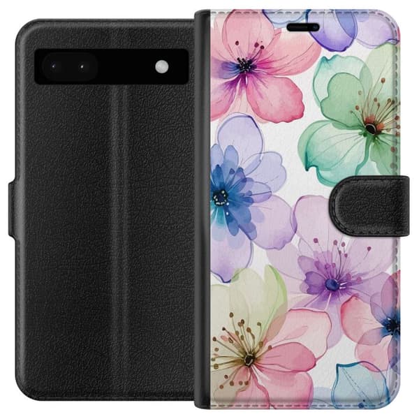 Kompatibel Tegnebogsetui til Google Pixel 6a Vandfarve blomster i bløde pastelfarver
