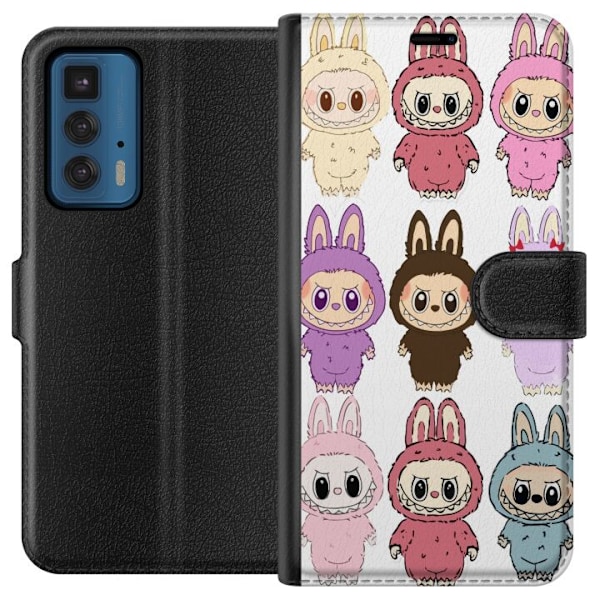 Motorola Edge 20 Pro Lompakkokotelo Labubu Pink Monster - Popkulttuuri Kawaii-kosketuksella