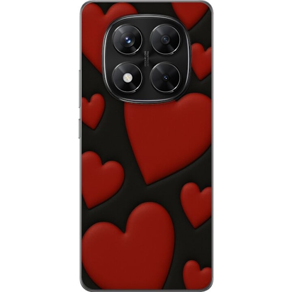 Xiaomi Redmi Note 14 Pro Gennemsigtig cover Rød Fløjlshjerte
