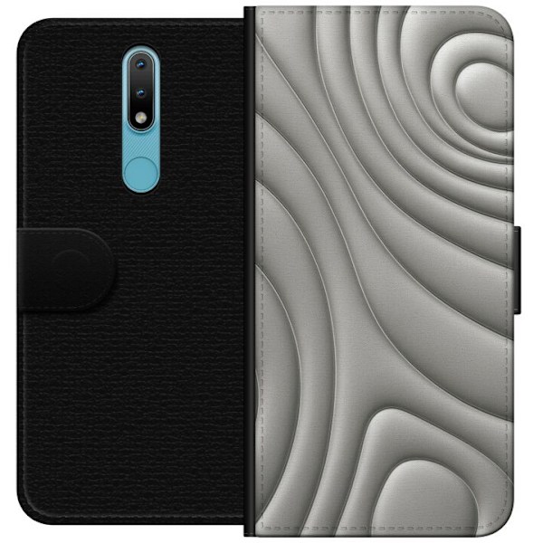 Nokia 2.4 Lompakkokotelo Hopea-aallot