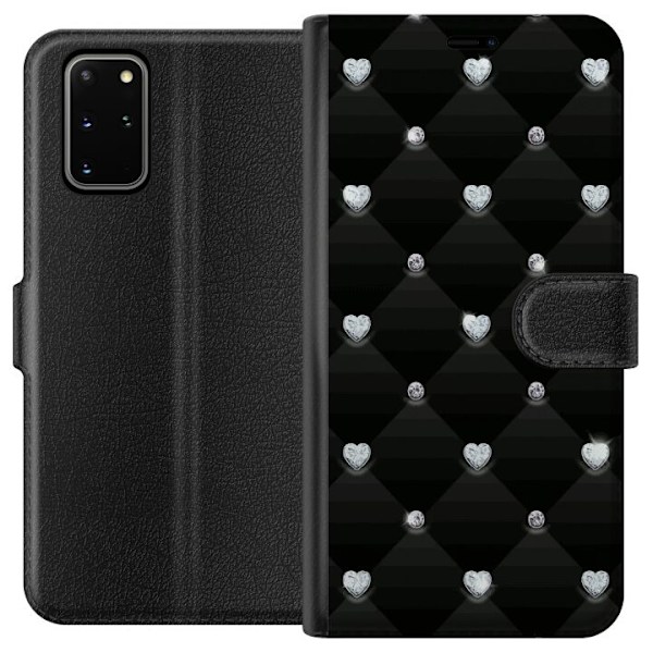 Samsung Galaxy S20+ Lompakkokotelo Bling Sydän