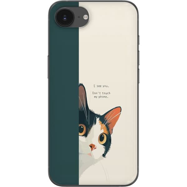 Kompatibelt Mobilskal till Apple iPhone 16e Katt som kikar fram beige