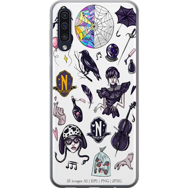 Samsung Galaxy A50 Genomskinligt Skal Wednesday Stickers